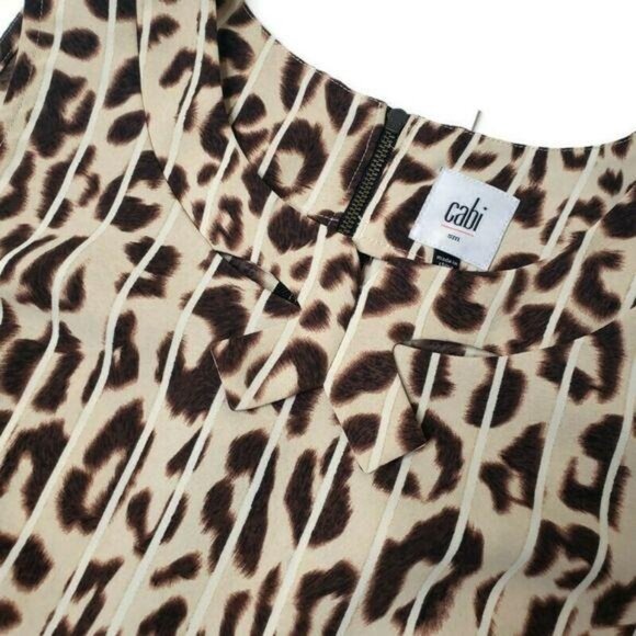 Cabi ginger Leopard Print Sleeveless Blouse With Back Zipper size small - Picture 6 of 8